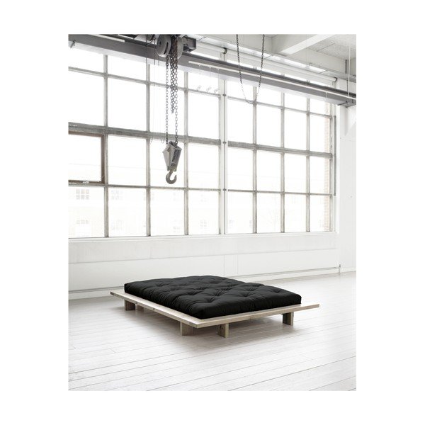 Divguļamā gulta no priedes koka ar matraci Karup Design Japan Double Latex Raw Black, 140 x 200 cm-image-3
