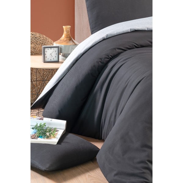 Melni pelēka  gultas veļa divvietīgai gultai 200x220 cm – Mila Home-image-2