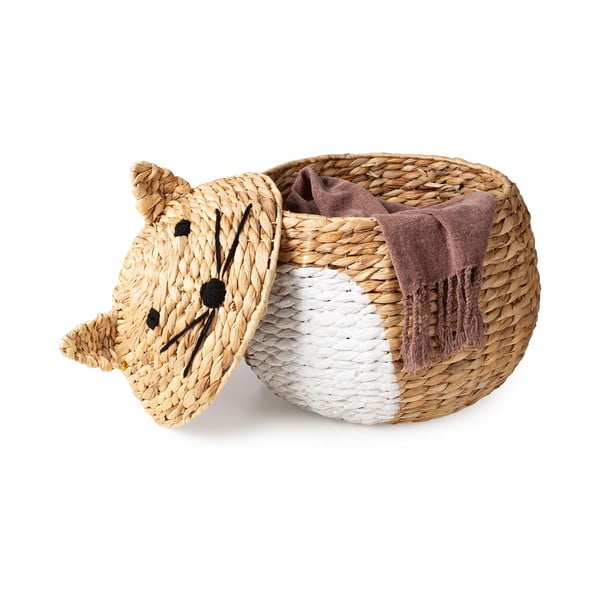 Dabīga toņa bērnu rotaļlietu grozs no ūdens hiacintes ø 40x43 cm Cat – Compactor-image-4