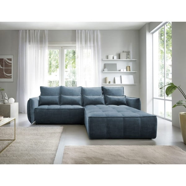 Zils samta salokāms/ar uzglabāšanas vietu stūra dīvāns (ar labo stūri/ar zvilni) Campo – ELTAP-image-3