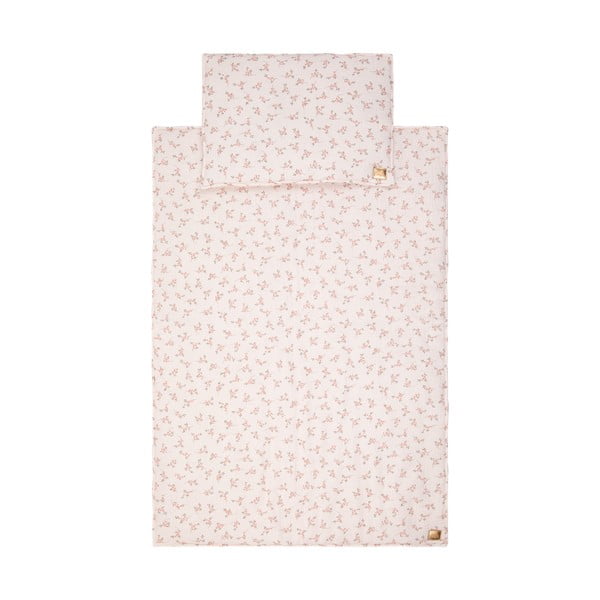 Rozā muslīna gultiņas komplekts Tiny Flowers – Moi Mili