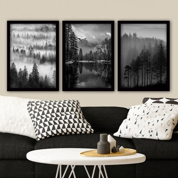 Gleznas (3 gab.) 35x45 cm Black & White – Wallity-image-1