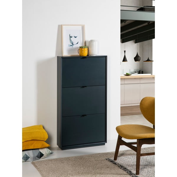 Zaļganzils apavu skapis ar 3 atvilktnēm Marckeric Luka-image-1