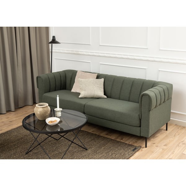 Melns žurnālgaldiņš ar stikla galda virsmu ø 80 cm Cuxton – Actona-image-2