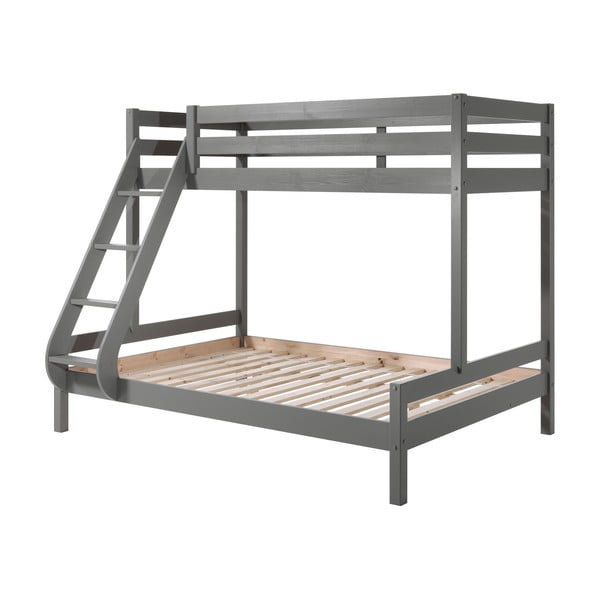 Pelēka divstāvu gulta bērniem 140x200/90x200 cm Pino – Vipack