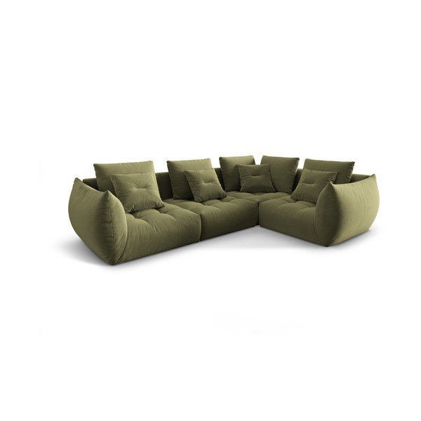 Gaiši zaļš samta stūra dīvāns (ar labo stūri/L veida) Bloom – Micadoni -image-2
