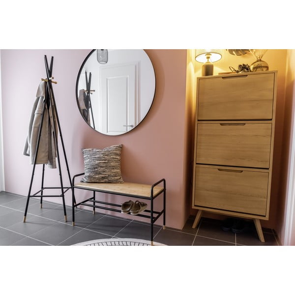 Melns/dabīga toņa metāla apavu statīvs ar soliņu Loft – Wenko-image-1