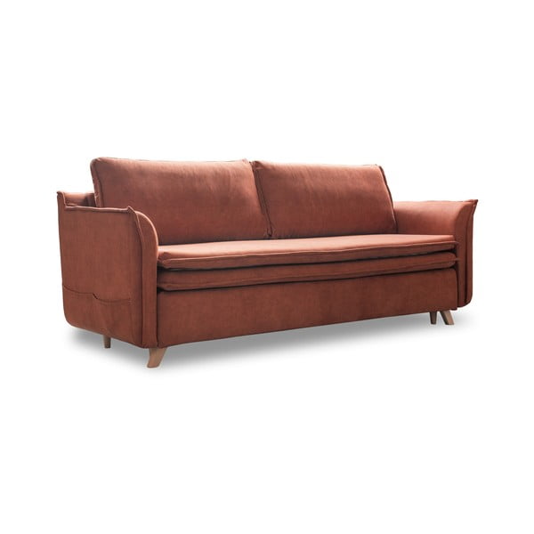Ķieģeļu sarkans samta salokāms dīvāns 225 cm Charming Charlie – Miuform