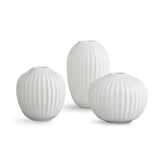 3 baltu keramikas vāžu komplekts Kähler Design Hammershoi Miniature