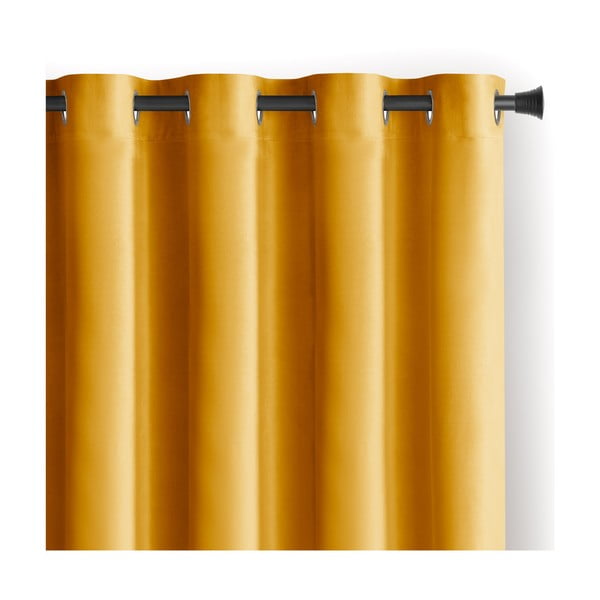 Dzeltens samta daļēji gaismu necaurlaidīgs aizkars 140x245 cm Eyelets – Restilo