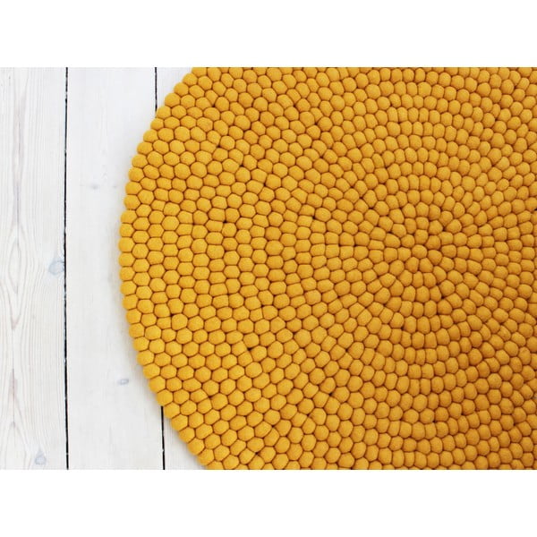 Sinepju dzeltens bumbiņu vilnas paklājs Wooldot Ball Rugs, ⌀ 120 cm
