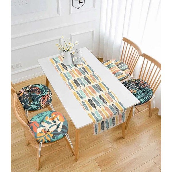 Sēdekļa spilvenu un galda celiņa komplekts (5 gab.) Long Leaves – Mila Home-image-1