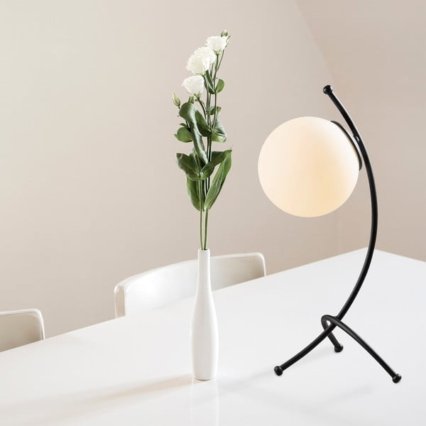 Melnbalta galda lampa ar stikla abažūru (augstums 43 cm) Yay – Opviq lights-image-1