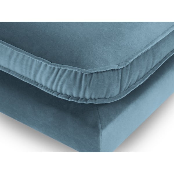 Gaiši zils samta kāju soliņš ar melnām kājām Kooko Home Lento-image-3