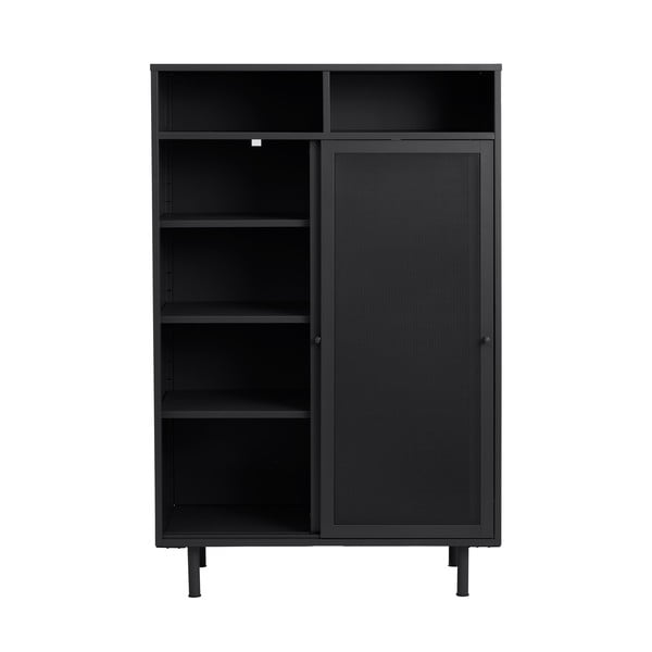 Melns metāla skapītis ar bīdāmām durvīm 90x140x40 cm Veep – Unique Furniture-image-4