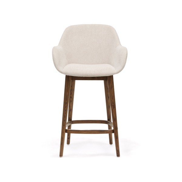 Bēšs polsterēts bāra krēsls ar roku balstiem (sēdekļa augstums 66 cm) Konna – Kave Home-image-2
