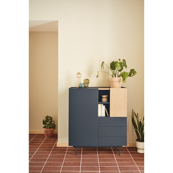 Antracīta pelēka/dabīga toņa augsta kumode ar ozolkoka imitāciju 100x120 cm Otto – Teulat-image-1