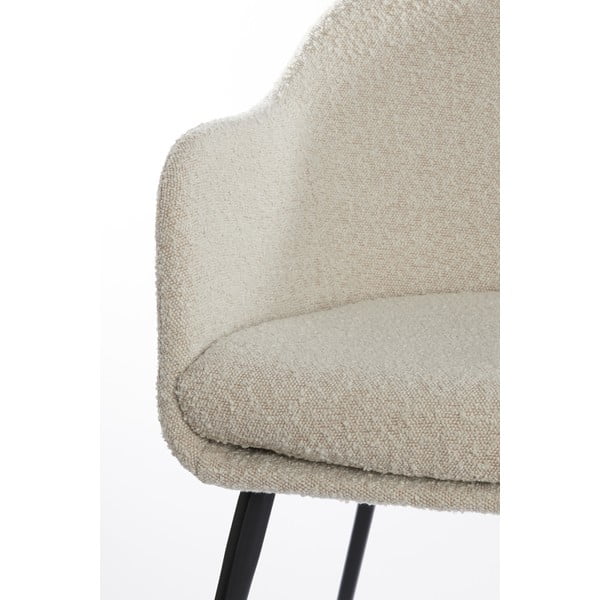 Krēmkrāsas polsterēts ēdamistabas krēsls ar roku balstiem Leone – Light & Living-image-3