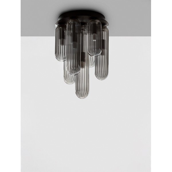 Pelēka stikla griestu lampa ar stikla abažūru Gustave – Nova Luce-image-3