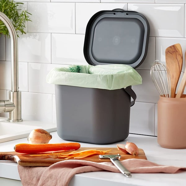 Tumši pelēks kompostējamo atkritumu konteiners 6 l Albula – Rotho-image-1