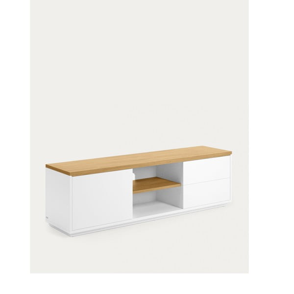 Balts TV galdiņš ar ozolkoka imitāciju 150x44x36 cm Abilen – Kave Home-image-4