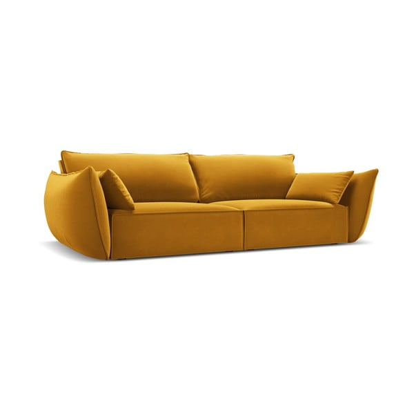 Sinepju dzeltens samta dīvāns 208 cm Vanda – Mazzini Sofas-image-2