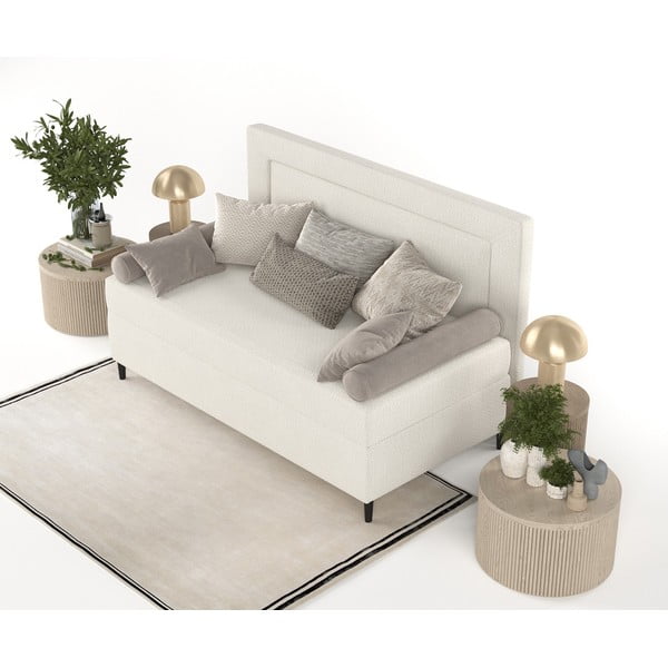Bēša polsterēta vienvietīga gulta 90x200 cm Alba – Maison de Rêve-image-4