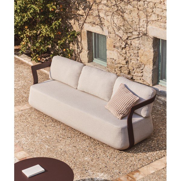 Brūns/bēšs polsterēts dārza dīvāns Tamaris – Kave Home-image-2