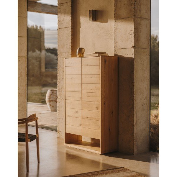 Dabīga toņa skapītis ar ozolkoka imitāciju 100x163,5 cm Alguema – Kave Home-image-1