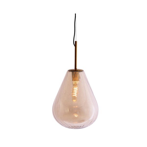 Dzintara dzeltena piekaramā lampa ar stikla abažūru Leona – Light & Living-image-1
