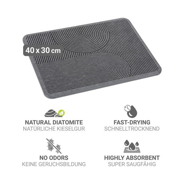 Pelēks diatomīta trauku žāvēšanas paliktnis 40x30 cm Damon – Wenko-image-3