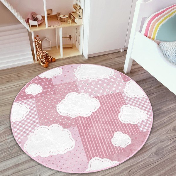 Rozā bērnu paklājs ø 100 cm Comfort – Mila Home-image-1