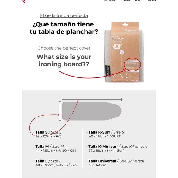 Gludināmā dēļa pārvalks 140x55 cm Universal – Rolser-image-1