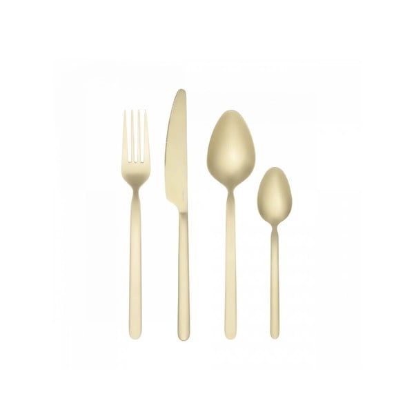 Zelta krāsas nerūsējošā tērauda galda piederumi (16 gab.) Stella – Blomus