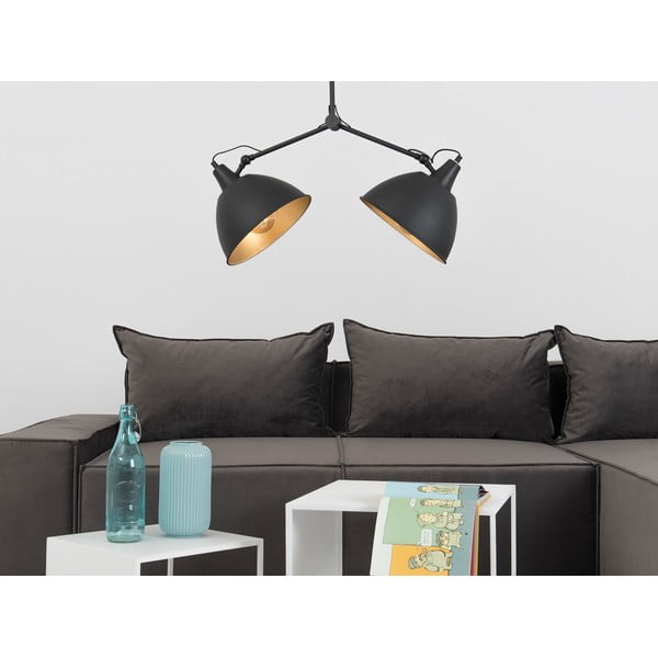 Melna/zelta krāsas piekaramā lampa ar metāla abažūru 104x104 cm Coben – CustomForm-image-4