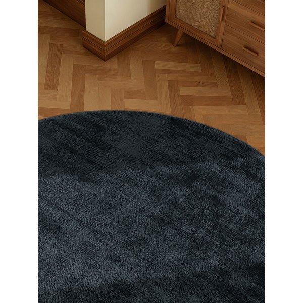 Melns ar rokām darināts viskozes apaļš paklājs ø 120 cm Noemi – Vikosa-image-3