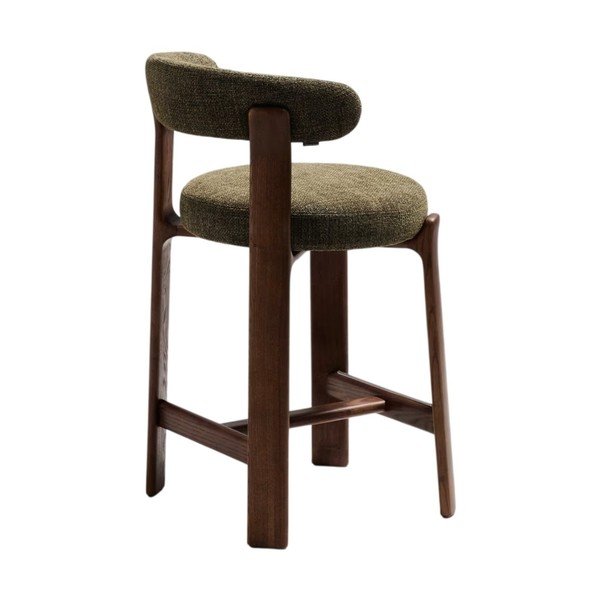 Zaļš/tumša dabīga toņa oša masīvkoka bāra krēsls (sēdekļa augstums 65 cm) Granite – Kave Home-image-4