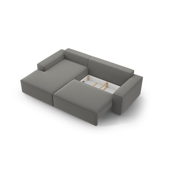 Gaiši pelēks samta salokāms/ar uzglabāšanas vietu stūra dīvāns (ar kreiso stūri/ar zvilni) Jodie – Micadoni -image-4