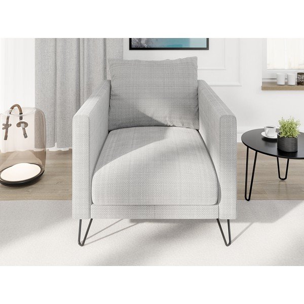 Gaiši pelēks atpūtas krēsls no šenila auduma Freya – Ropez-image-1