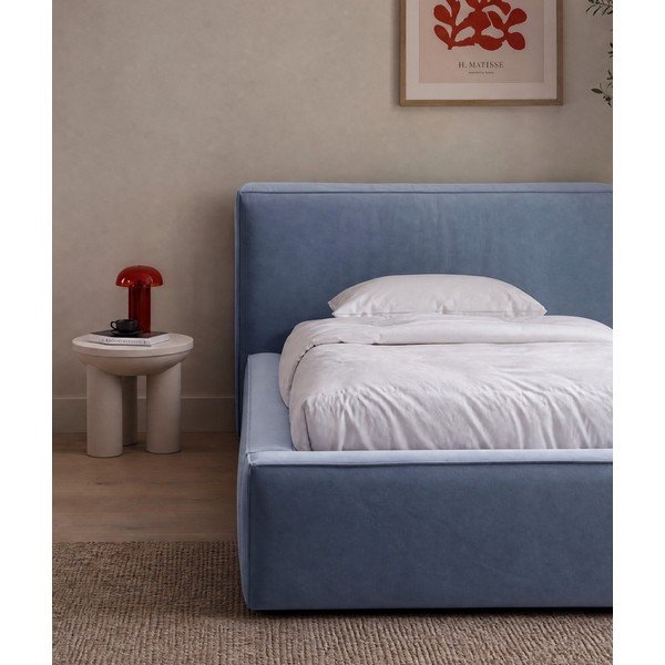 Gaiši zila polsterēta vienvietīga gulta ar veļas kasti un redelēm 90x200 cm Jodie – Micadoni -image-3