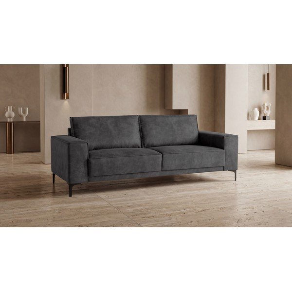 Antracīta pelēks dīvāns no ādas imitācijas 224 cm Copenhagen – Scandic-image-4