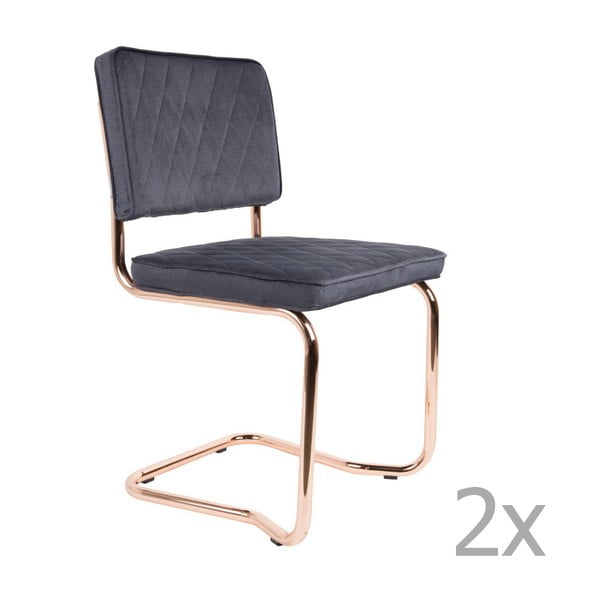 2 pelēku krēslu komplekts Zuiver Diamond Kink