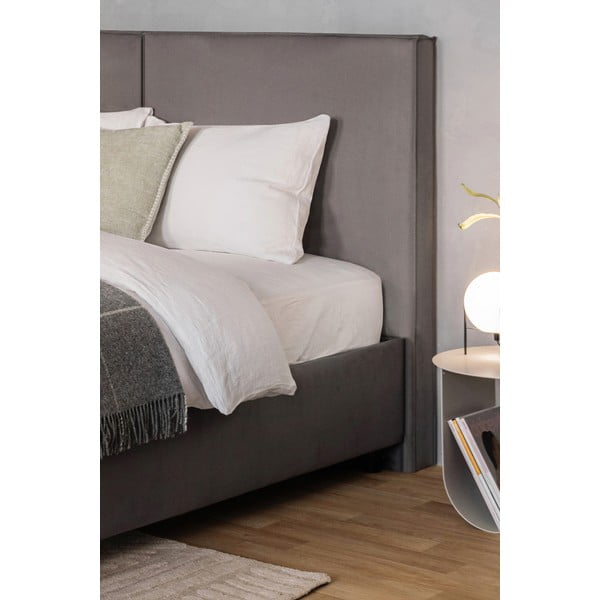 Pelēka polsterēta divvietīga gulta ar veļas kasti un redelēm 180x200 cm Myra Bold – Bonami Selection-image-3