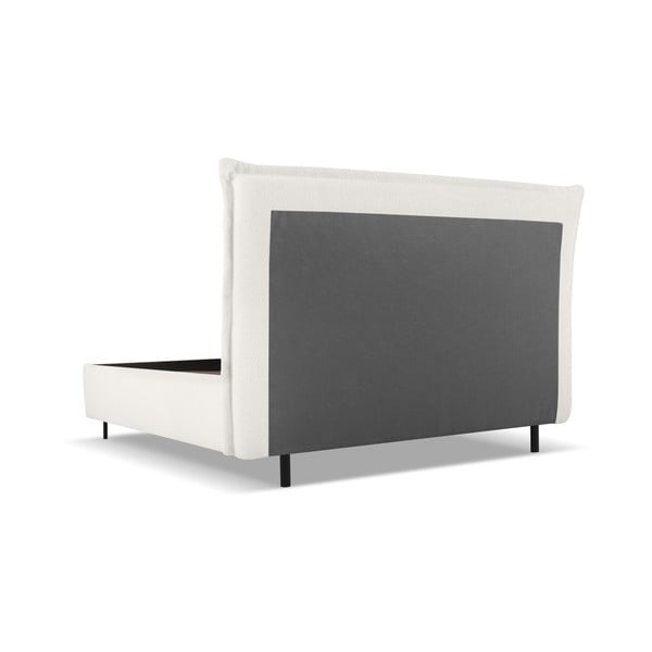 Balta polsterēta divvietīga gulta ar veļas kasti un redelēm 160x200 cm Armie – Milo Casa-image-3