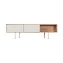 Balts/dabīga toņa ozola masīvkoka TV galdiņš 160x48 cm Fina – Gazzda