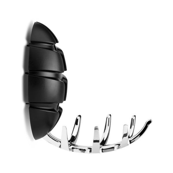 Melns/spīdīgas sudraba krāsas plastmasas sienas āķis Bug – Spinder Design-image-2