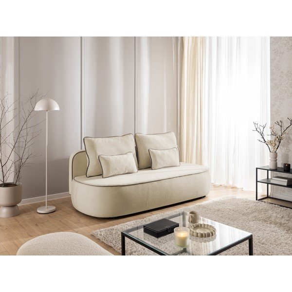 Bēšs/pelēkbrūns samta salokāms/ar uzglabāšanas vietu dīvāns 210 cm Saga – Ropez-image-1