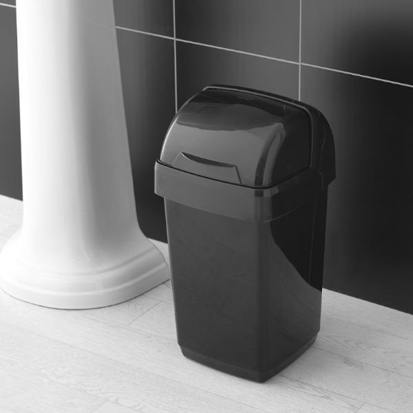 Melna atkritumu tvertne Addis Roll Top, 22,5 x 23 x 42,5 cm-image-1