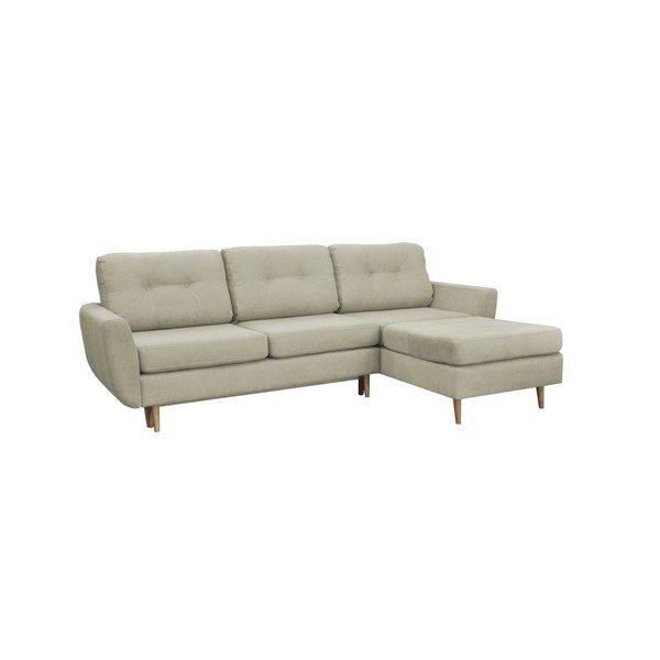 Krēmkrāsas trīsvietīgs izlaižams stūra dīvāns ar gaišām kājām Mazzini Sofas Tulipe, labais stūris-image-1