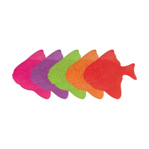 Bērnu pretslīdēšanas paklājiņi vannai (5 gab.) 16x16,5 cm Poissons – MSV